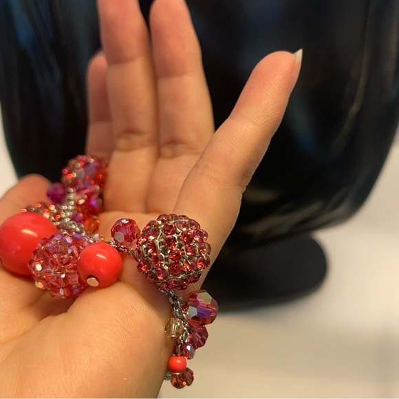 Pink Swarovski RARE crystal silver tone necklace - Picture 8 of 11